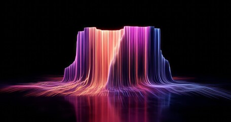 Abstract Neon Light Sculpture Digital Art