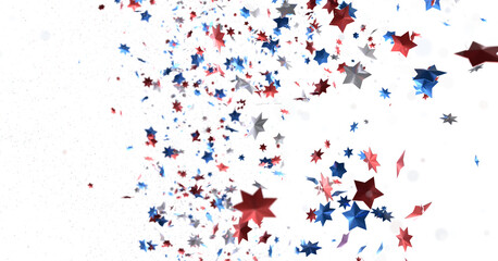 (Mehrere Werte)Confetti - Red white blue shiny confetti Confetti on white background, isolate, tricolor concept, PNG 3d