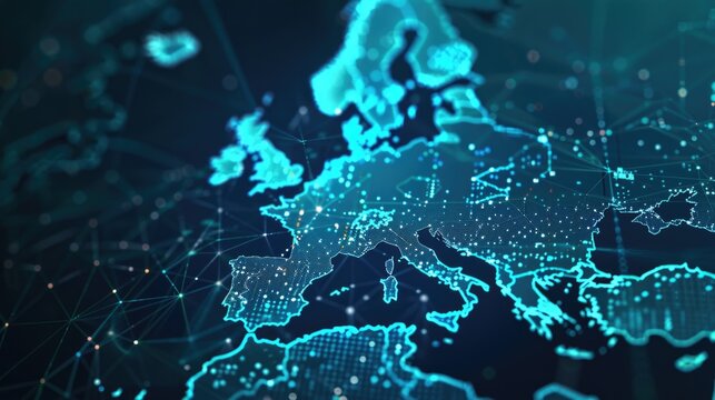 Digital Europe. Abstract Europe Data Visualization with Futuristic Infographic Map
