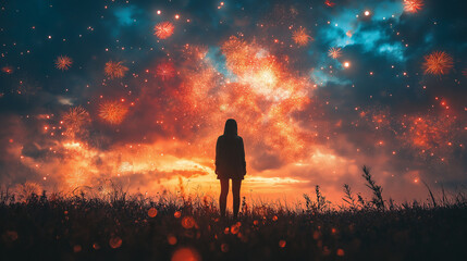 Fototapeta premium Happy new year concepts on background of blurred firework. Generlated AI Illustration.