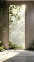 Exploring a minimalist doorway dense rainforest visual art lush environment tranquil view nature immersion