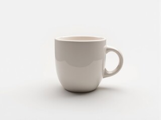 Empty white mug standing on white background