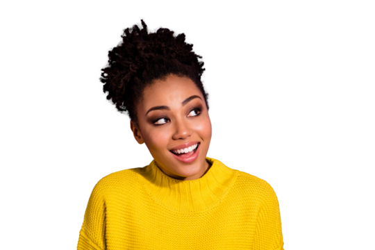 Close up photo of cute youth looking having thoughts isolated over violet background