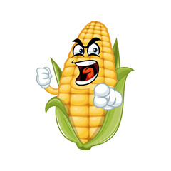 Angry Corn Mascot Cartoon Character.