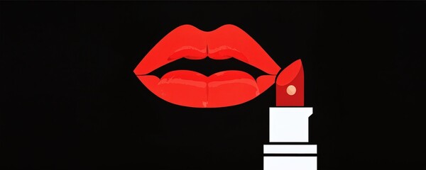 Red lipstick application on stylish lips creates a bold beauty statement during a makeup session