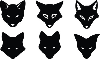 Fox head silhouette vector set illustration design