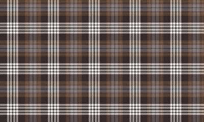 Plaid fabric pattern, brown, gray, orange, white, seamless for textiles, and for designing clothes, skirts, pants or decorative fabrics. Vector illustration, editable file.