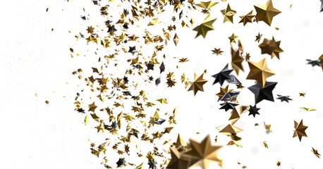 stars. Confetti celebration, Falling golden abstract decoration for party, birthday celebrate,