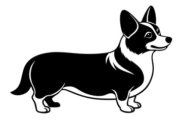 Corgi Silhouette Vector Illustration of a Pembroke Welsh Dog Standing with Short Legs and a Playful Expression