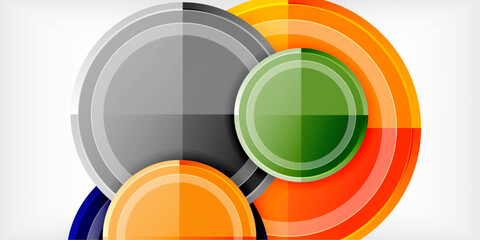 Abstract background - multicolored circles, trendy minimal geometric design, vector illustration