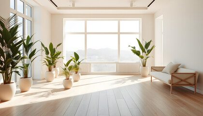 Minimalist Elegance: Light Wooden Floors and Golden Accents