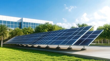 Solar panels installed in a sunny environment for renewable energy.