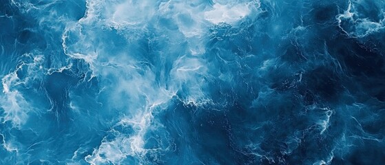 Obraz premium Close-up of an abstract blue water texture background with sunlight reflection and ripples in a swimming pool, top view. A summer concept for a banner or backdrop design