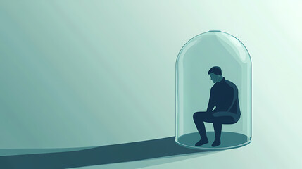 Obraz premium Man isolated inside bell jar. Isolated. Illustration
