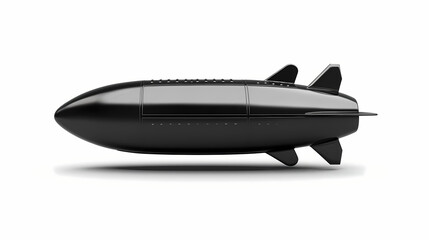 Fototapeta premium One single black spaceship isolated on white background. Isolated. Illustration