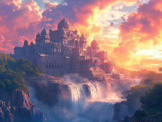 sunset over the river, gaming style