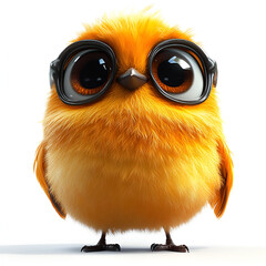 Cute 3D cartoon bird with big eyes