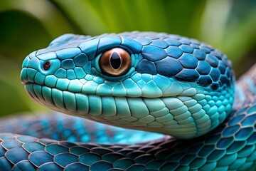 Blue viper snake front side