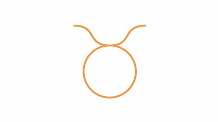 Taurus astrological sign 2D object animation. Minimalist zodiac symbol with waves cartoon 4K video, alpha channel. Air category of magical horoscope element animated flat item on white background