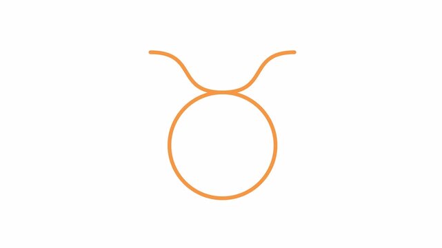 Taurus astrological sign 2D object animation. Minimalist zodiac symbol with waves cartoon 4K video, alpha channel. Air category of magical horoscope element animated flat item on white background
