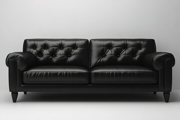 Fototapeta premium A black leather couch with a white background