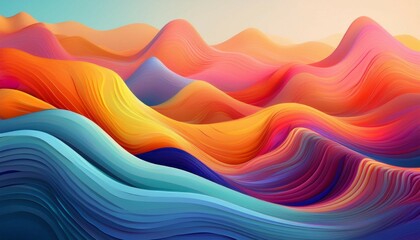 Obraz premium vibrant abstract landscape with smooth wavy mountain forms