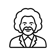 frederick douglass icon icon, black history line art, black history icon - simple black line art icon of frederick douglass icon, for black history celebrations. black history vector art.