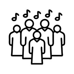 gospel choir icon, black history line art, black history icon - simple black line art icon of gospel choir, for black history celebrations. black history vector art.