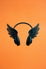 Black Headphones with Wings: A Bold, Minimalist Design