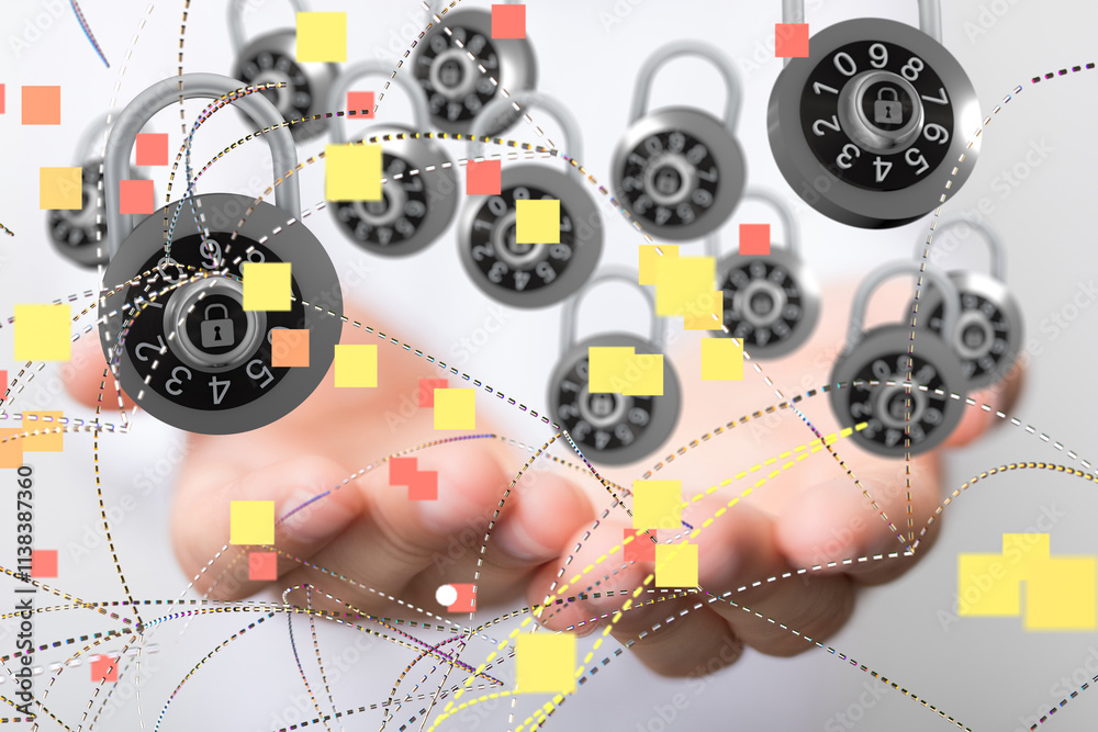 Poster security data code digital concept