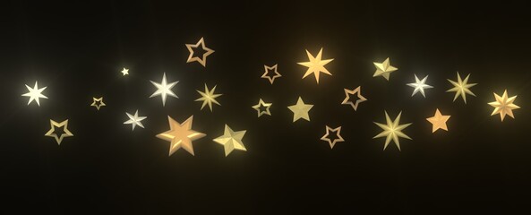 XMAS Stars - A gray whirlwind of golden snowflakes and stars. New