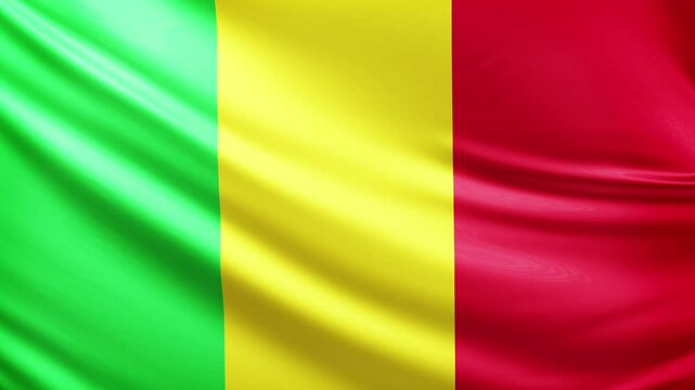 mali flag video, close-up shot of symbol of mali nation, africa, animated flag background video, 3D video of a flag, national symbol of the people, patriotism, full screen