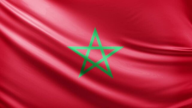 Morocco flag video, close-up shot of symbol of Moroccan Zimbabwe nation, africa, animated flag background video, 3D video of a flag, national symbol of the people, patriotism, full screen