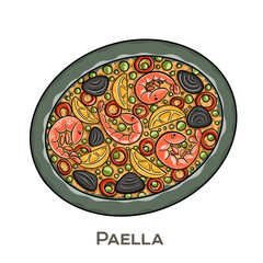 Paella is a vibrant, traditional Spanish rice dish originating from Valencia, typically prepared with saffron-infused rice, a variety of meats or seafood, vegetables