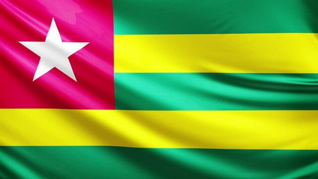 togo flag video, close-up shot of symbol of togolese nation, africa, animated flag background video, 3D video of a flag, national symbol of the people, patriotism, full screen