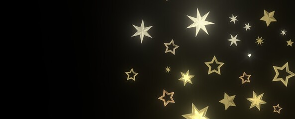 XMAS Stars - stars background, sparkle lights confetti falling. magic shining Flying christmas stars on night