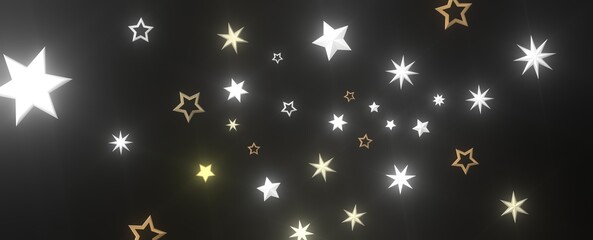 Holiday Stardust Rain: Brilliant 3D Illustration Showcasing Descending Christmas Stars
