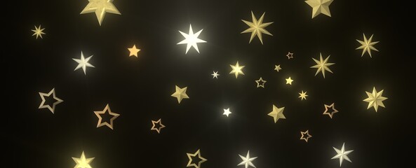 XMAS stars. Confetti celebration, Falling golden abstract decoration for party, birthday celebrate,