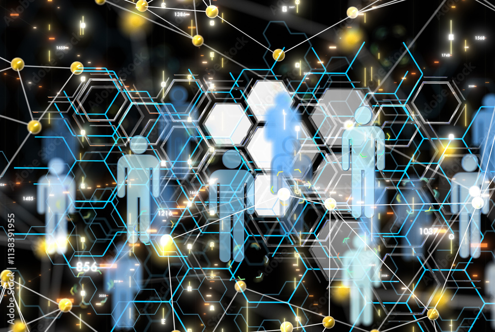 Poster abstract technology geometric and data
