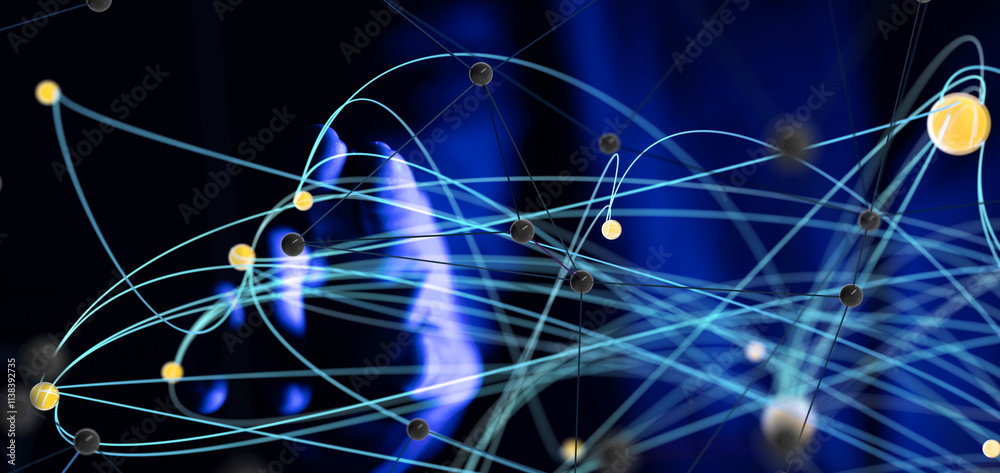 Poster conference digital network and data concept 3d