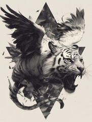 Obraz premium head of a tiger with wings