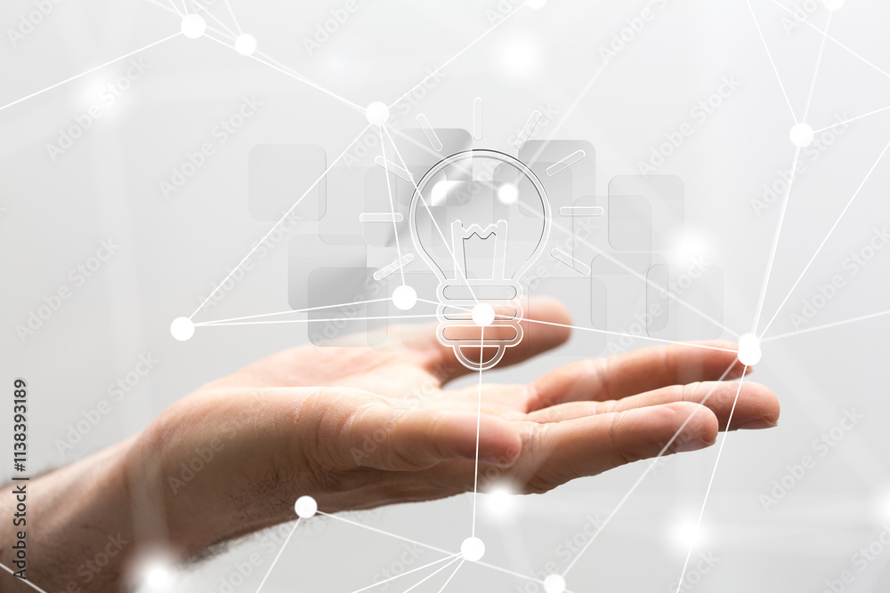 Poster Neural network 3D illustration. Big data and cybersecurity