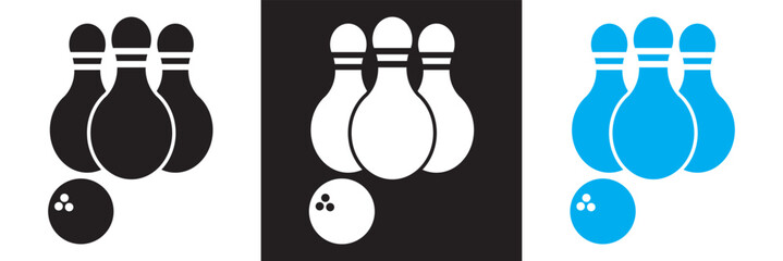 Bowling  icon . bowling ball and pin sign and symbol. Vector illustration. isolated on white and black background. EPS 10