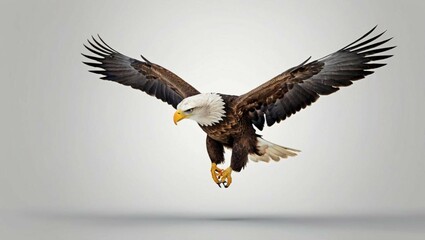 Naklejka premium A graceful illustration of a soaring eagle with its wings fully extended, showcasing detailed feathers and dynamic motion