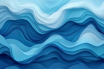Fototapeta premium Blue paper cut background creating a beautiful abstract design with flowing, wavy shapes