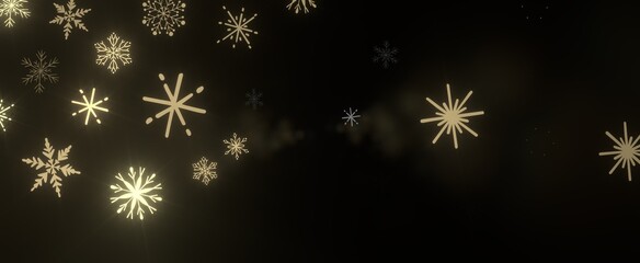 Falling snow at night. Bokeh lights
