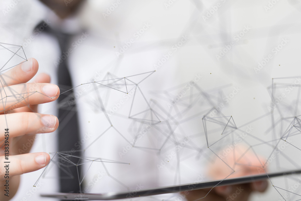 Poster conference Digital Network and data concept 3d - neural network exposure digital