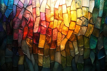Light shining through a colorful stained glass window, creating beautiful patterns
