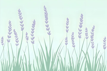 A minimalist illustration of lavender plants against a soft background.
