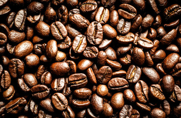 A roasted coffee beans texture background.